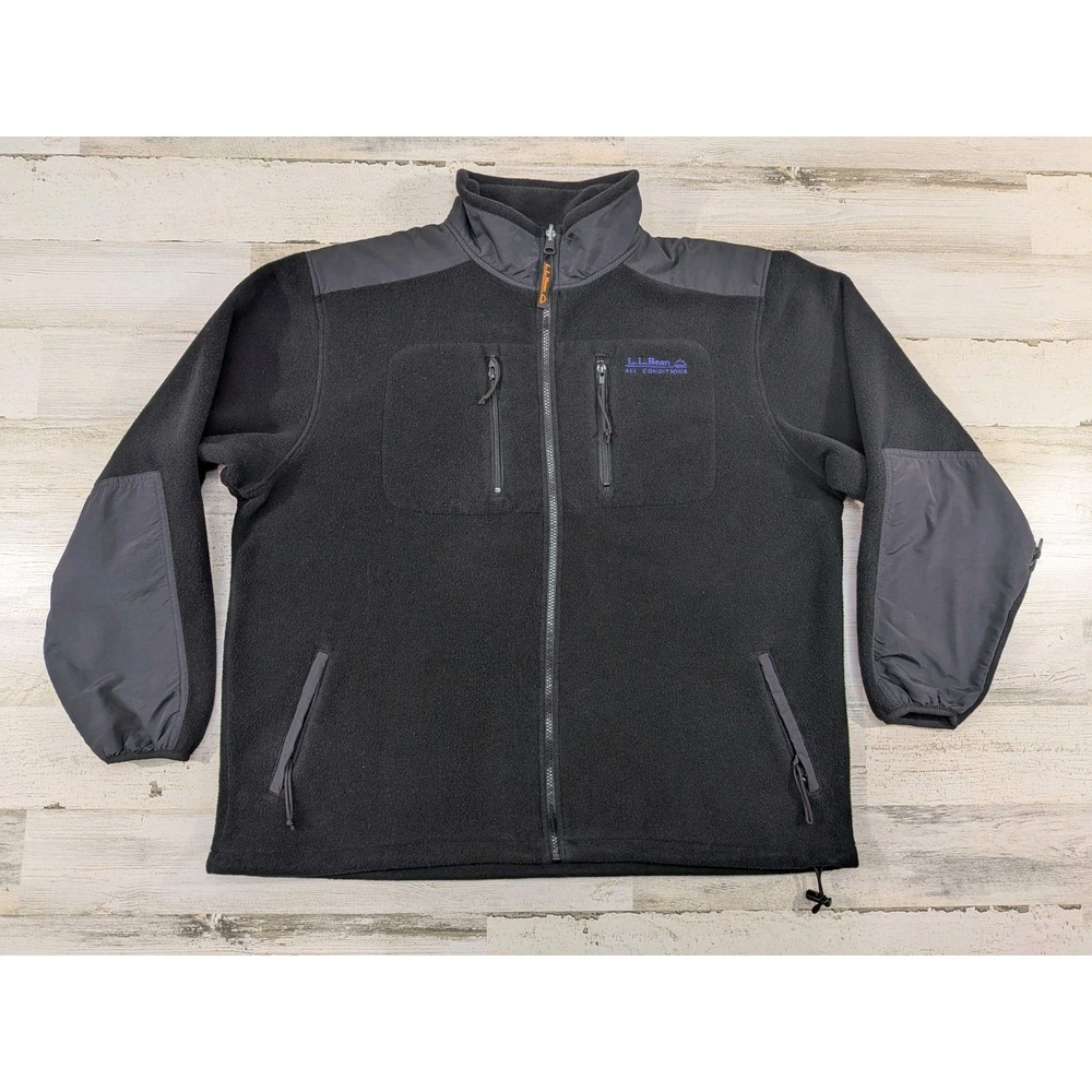 Vintage LL Bean All Conditions Fleece Jacket Womens XL Black USA Made 90s